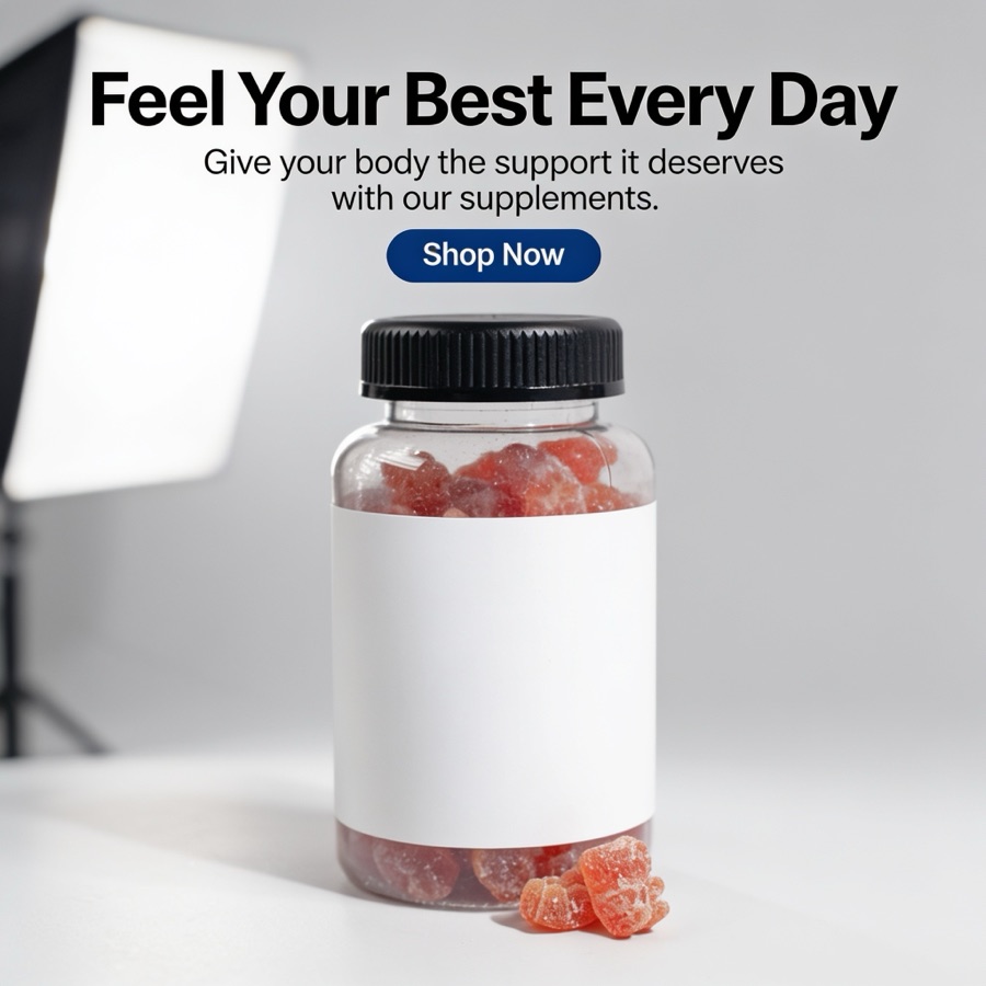 AdHalo ad: “Feel Your Best Every Day” over a studio shot of the same supplement bottle.