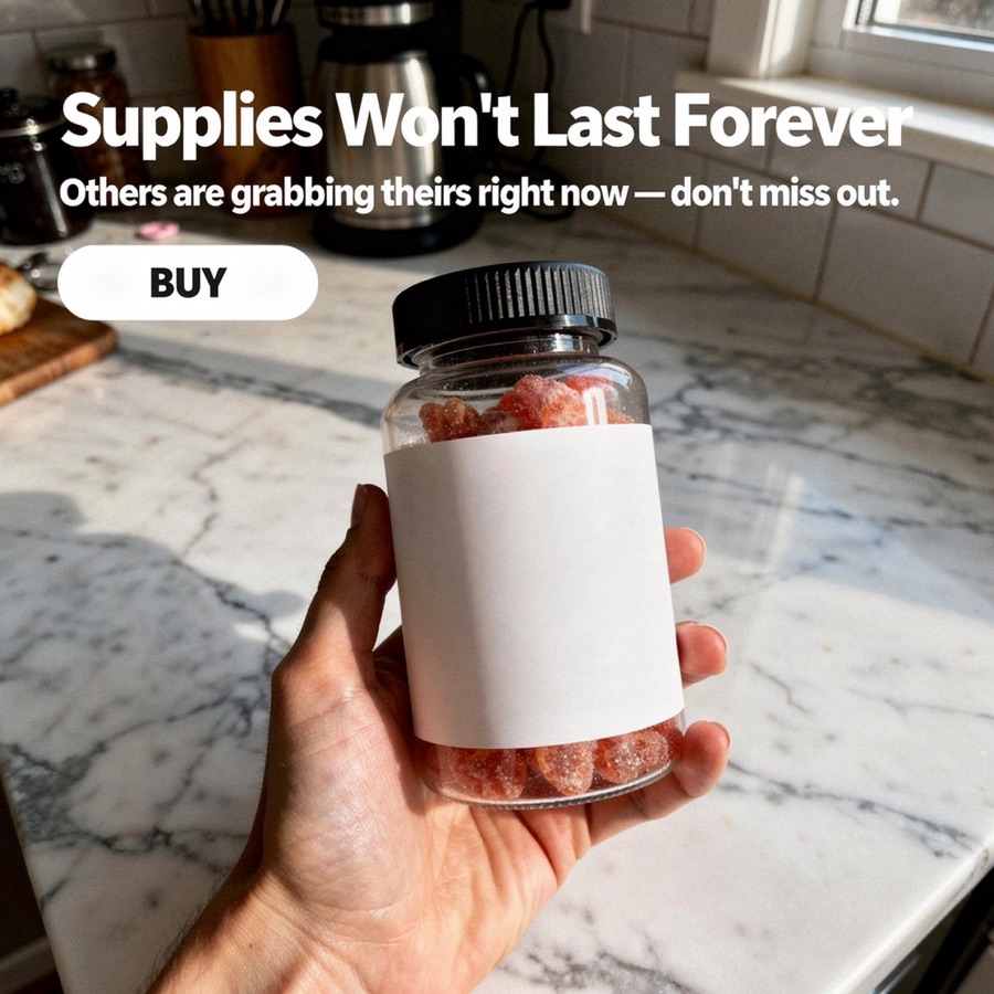 AdHalo ad: “Supplies Won’t Last Forever” over the same bottle on a kitchen counter.