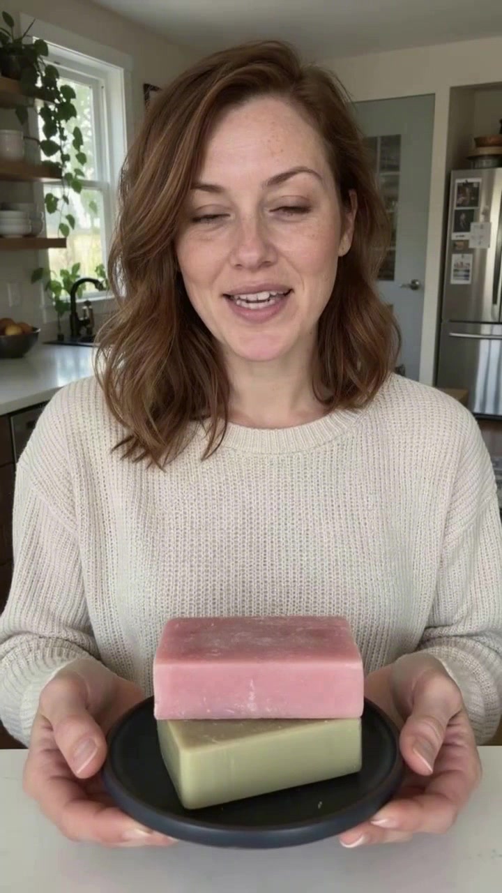 AI presenter showing bar soaps